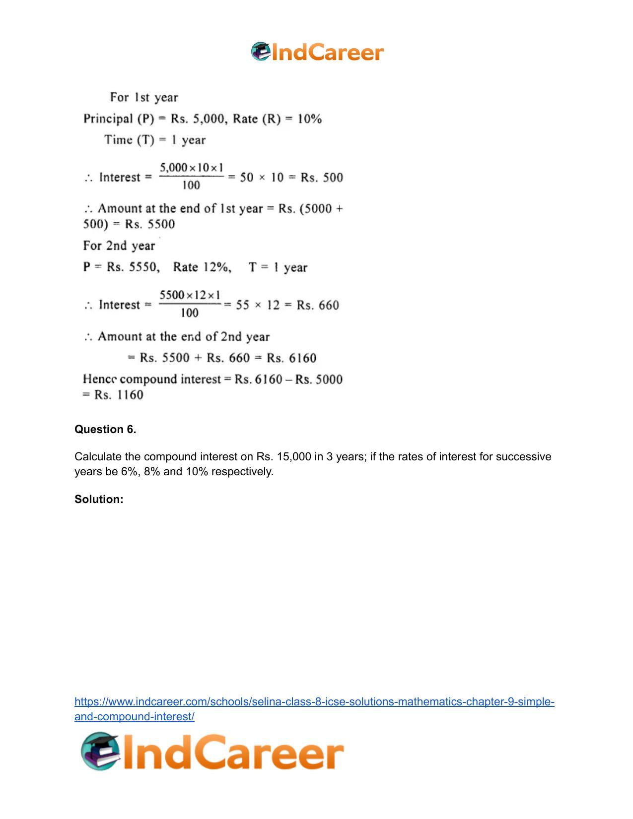 Selina Class 8 ICSE Solutions Mathematics : Chapter 9- Simple and Compound Interest - Page 31
