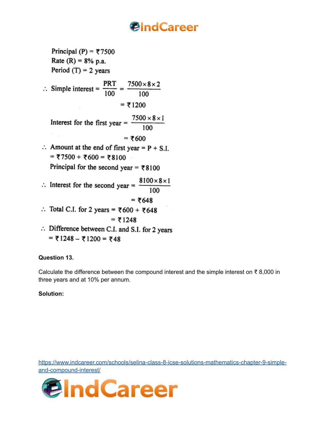 Selina Class 8 ICSE Solutions Mathematics : Chapter 9- Simple and Compound Interest - Page 38