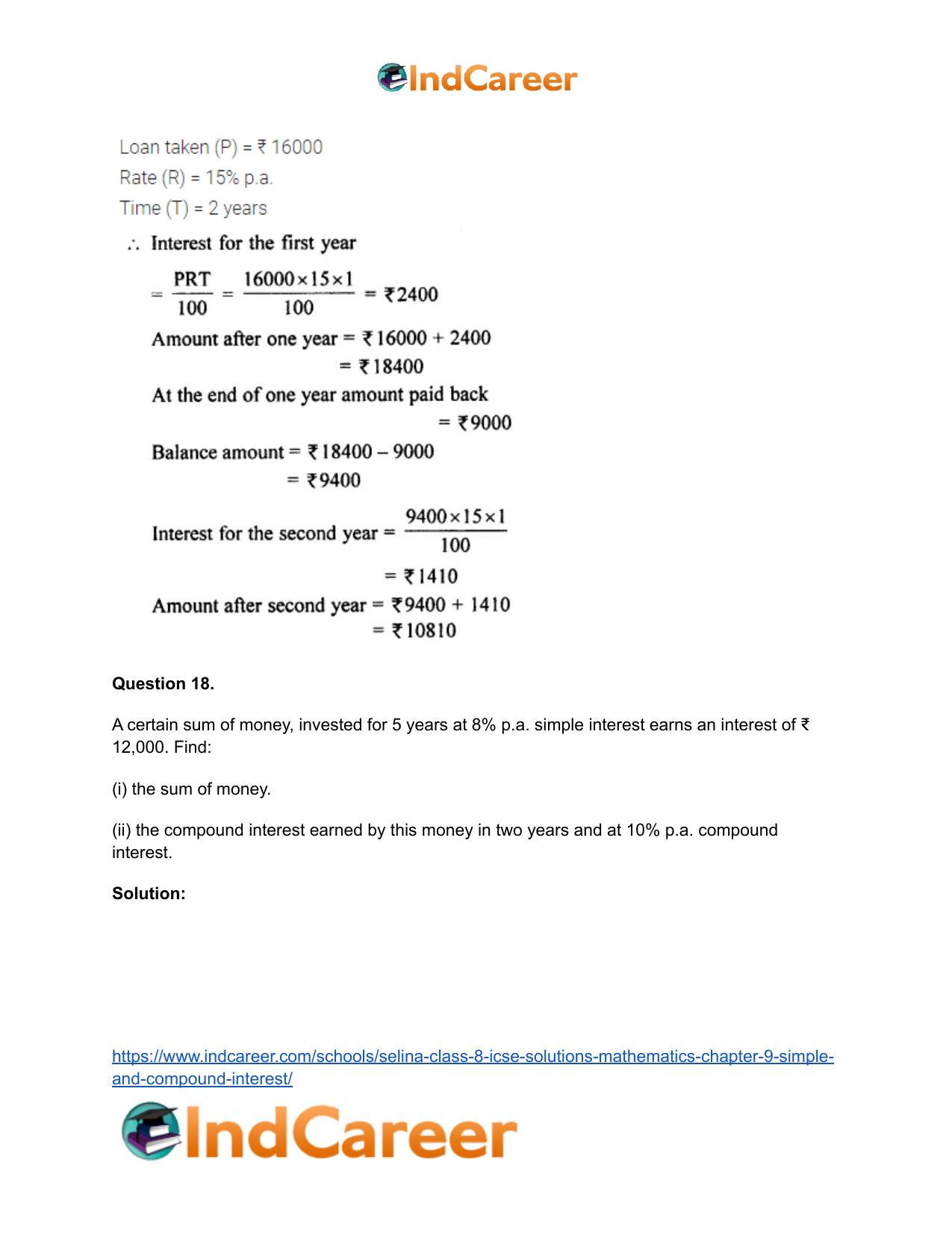 Selina Class 8 ICSE Solutions Mathematics : Chapter 9- Simple and Compound Interest - Page 43