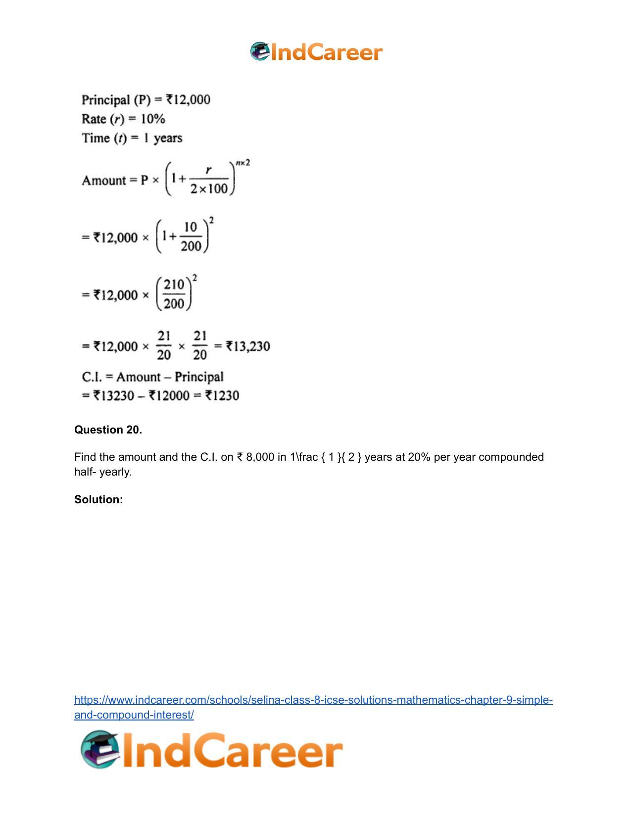 Selina Class 8 ICSE Solutions Mathematics : Chapter 9- Simple and Compound Interest - Page 45