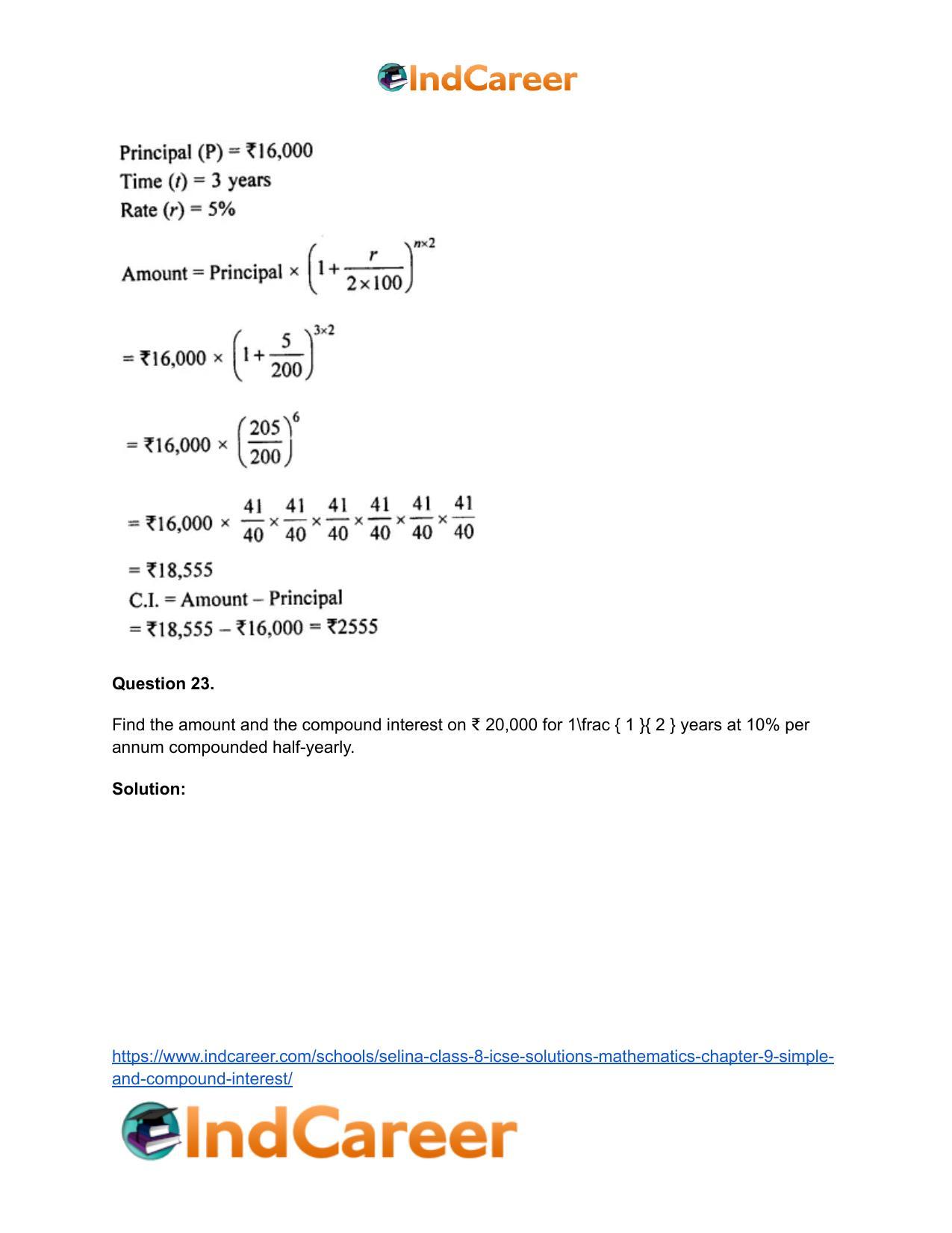 Selina Class 8 ICSE Solutions Mathematics : Chapter 9- Simple and Compound Interest - Page 48