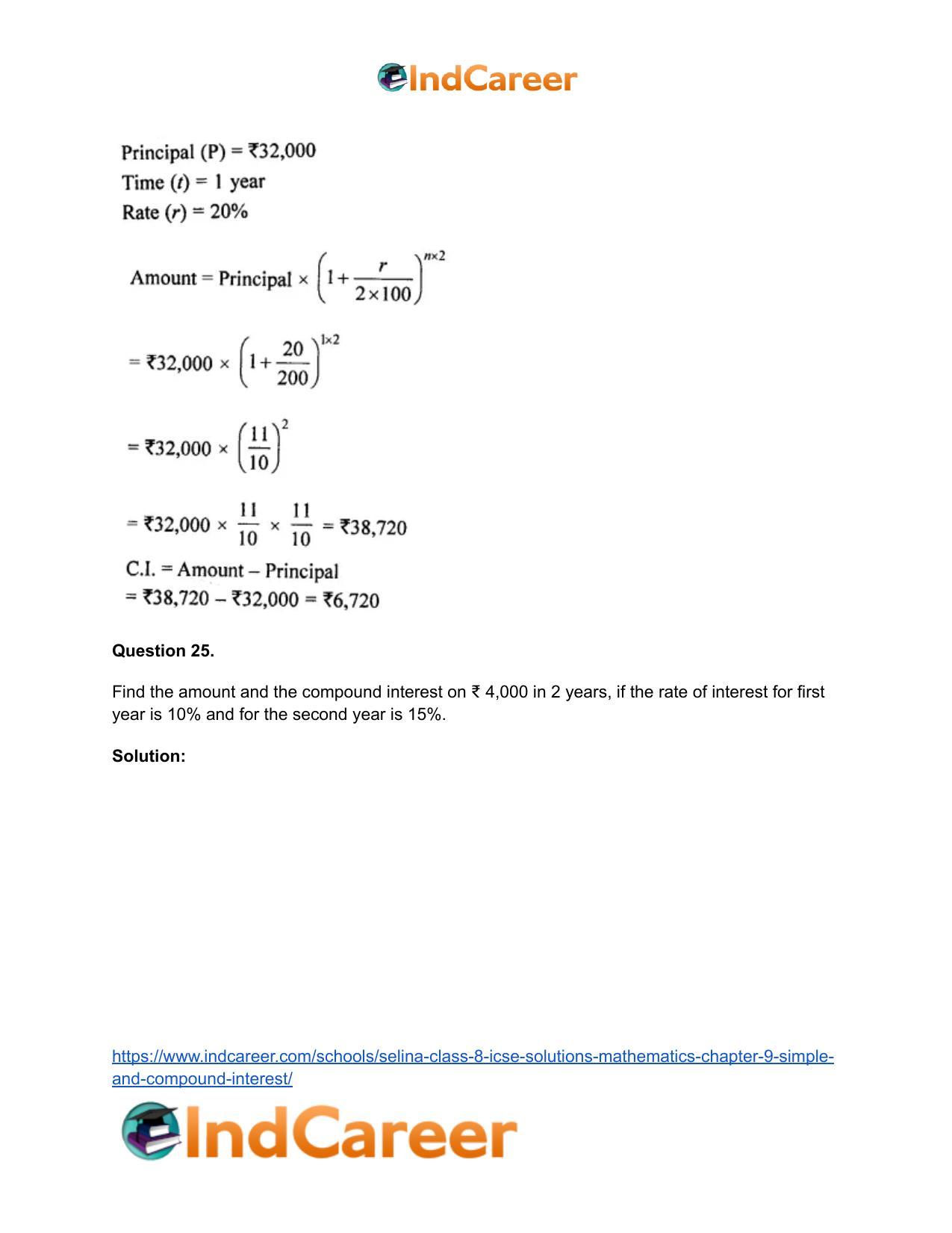 Selina Class 8 ICSE Solutions Mathematics : Chapter 9- Simple and Compound Interest - Page 50