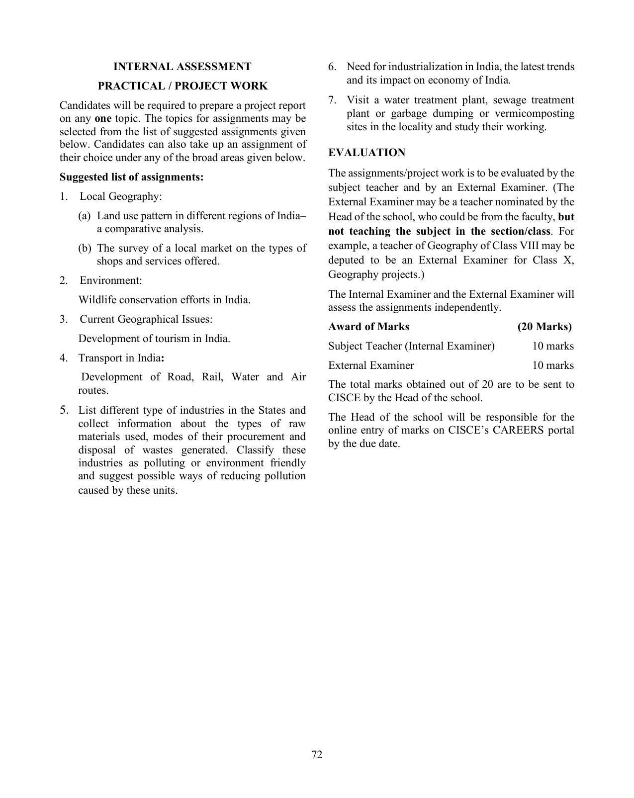 ICSE Geography Syllabus - Page 7