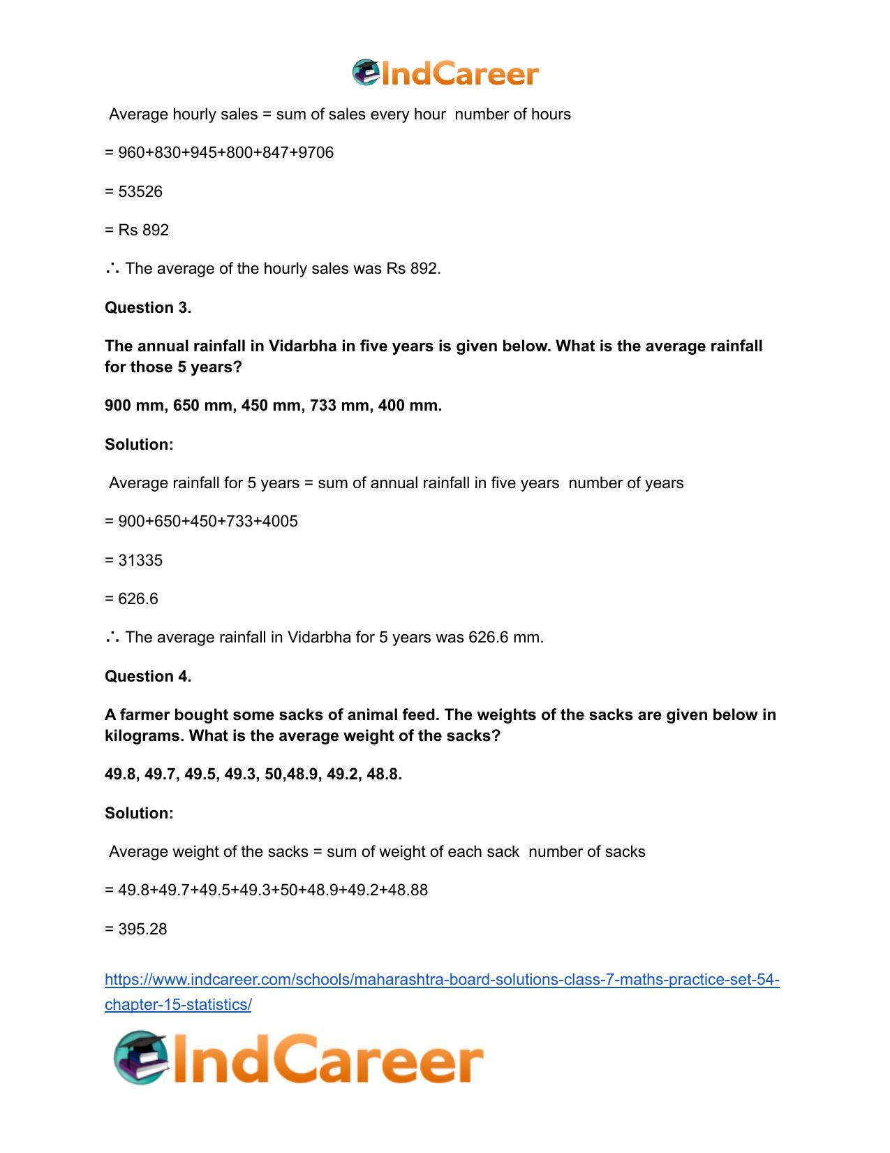 Maharashtra Board Solutions Class 7-Maths (Practice Set 54): Chapter 15- Statistics - Page 3