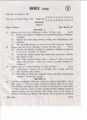 AP Inter 1st Year English-I (Old) May-2019-Vocational Question Paper