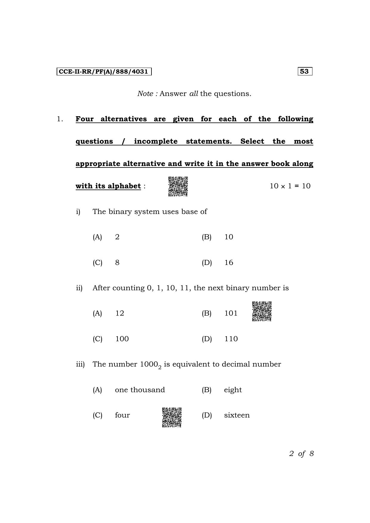 Karnataka SSLC JTS Subject (Elements Of Electronics Engineering-IV-53E) Exam 2 Question Paper 2024 (A Version) - Page 2