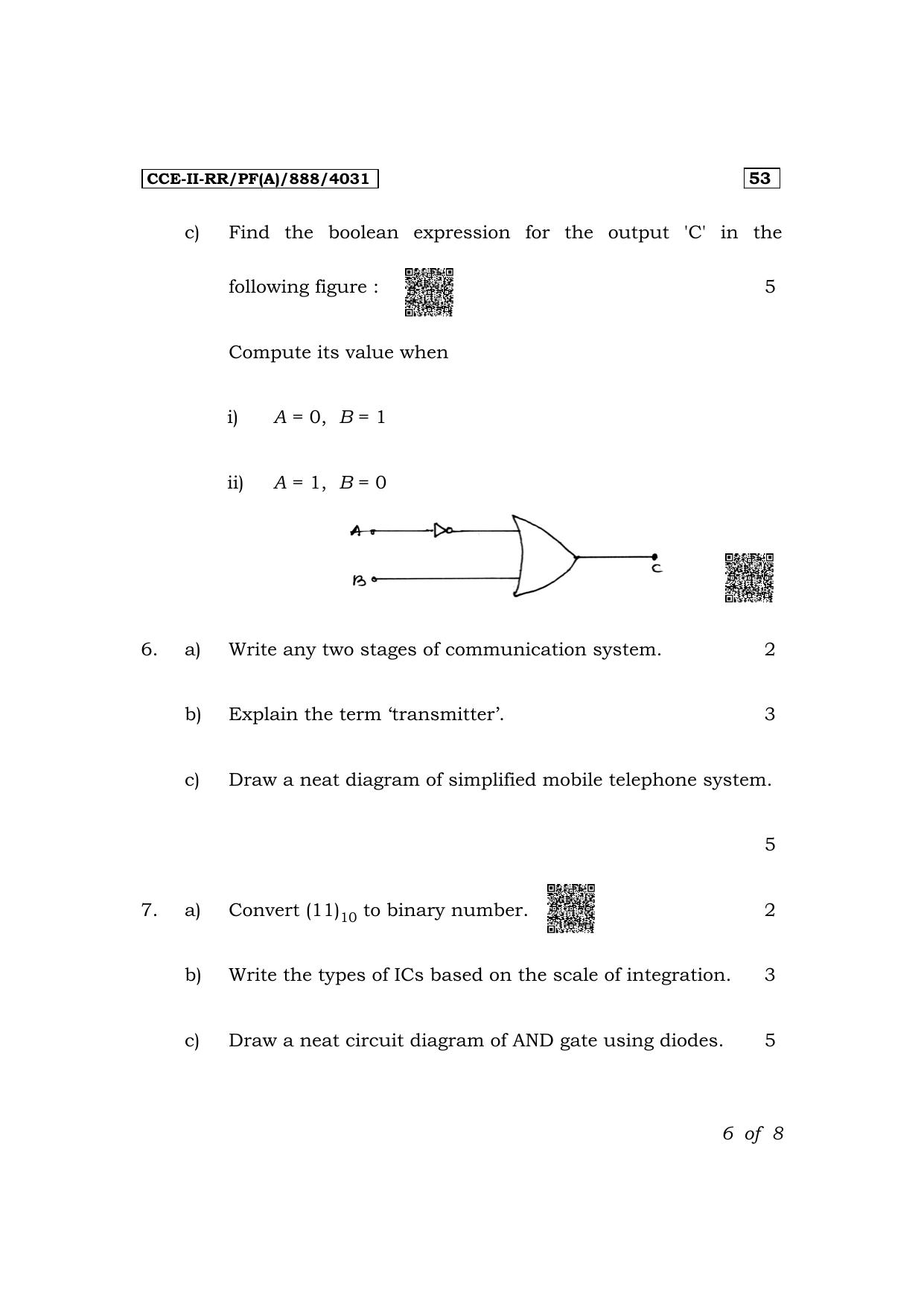 Karnataka SSLC JTS Subject (Elements Of Electronics Engineering-IV-53E) Exam 2 Question Paper 2024 (A Version) - Page 6
