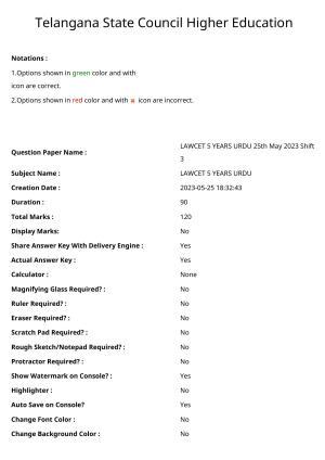 TS LAWCET 2023 LAWCET 5 YEARS URDU Question Paper