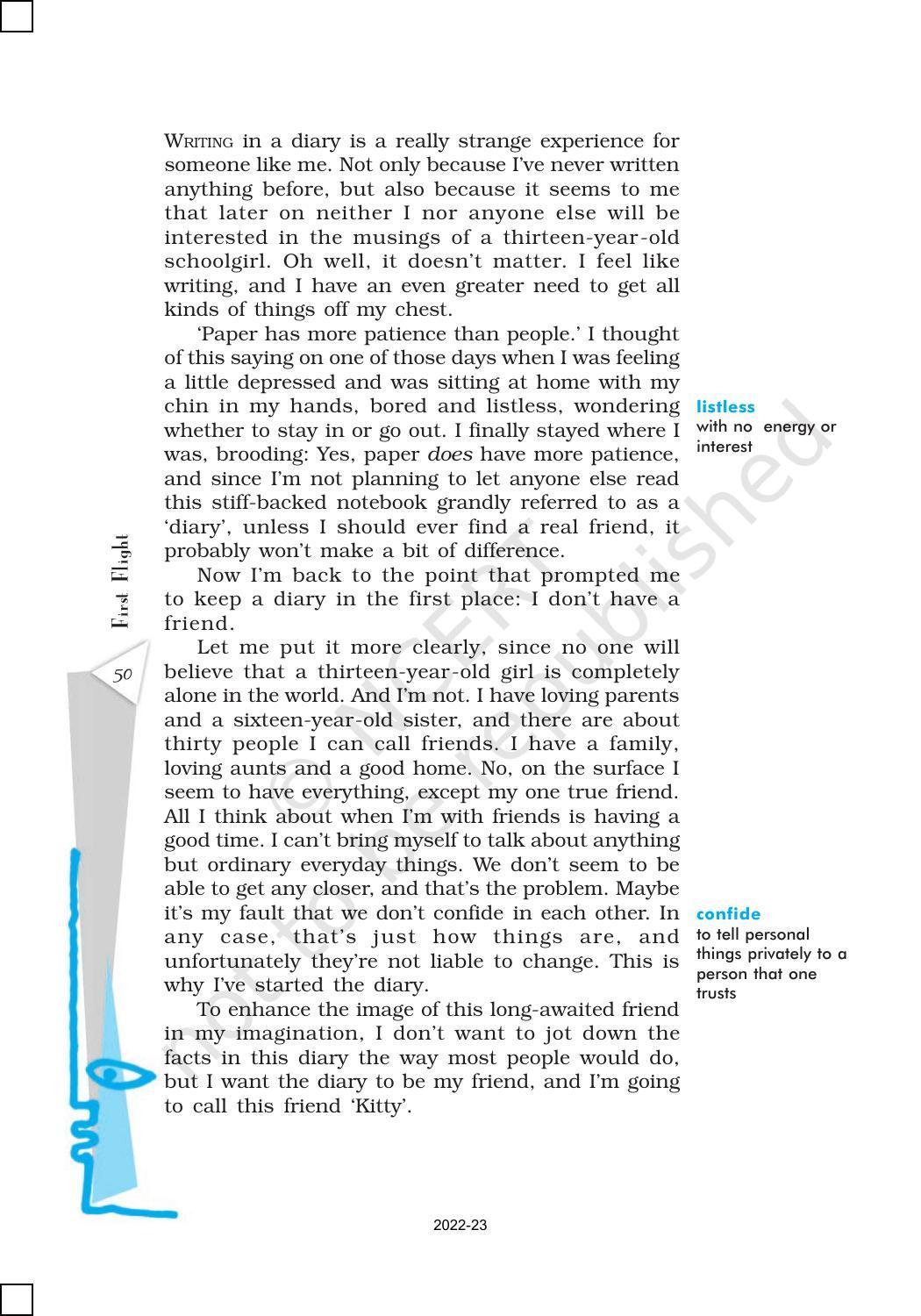 NCERT Book for Class 10 English (First Flight) Chapter 4 From the Diary of Anne Frank - Page 3