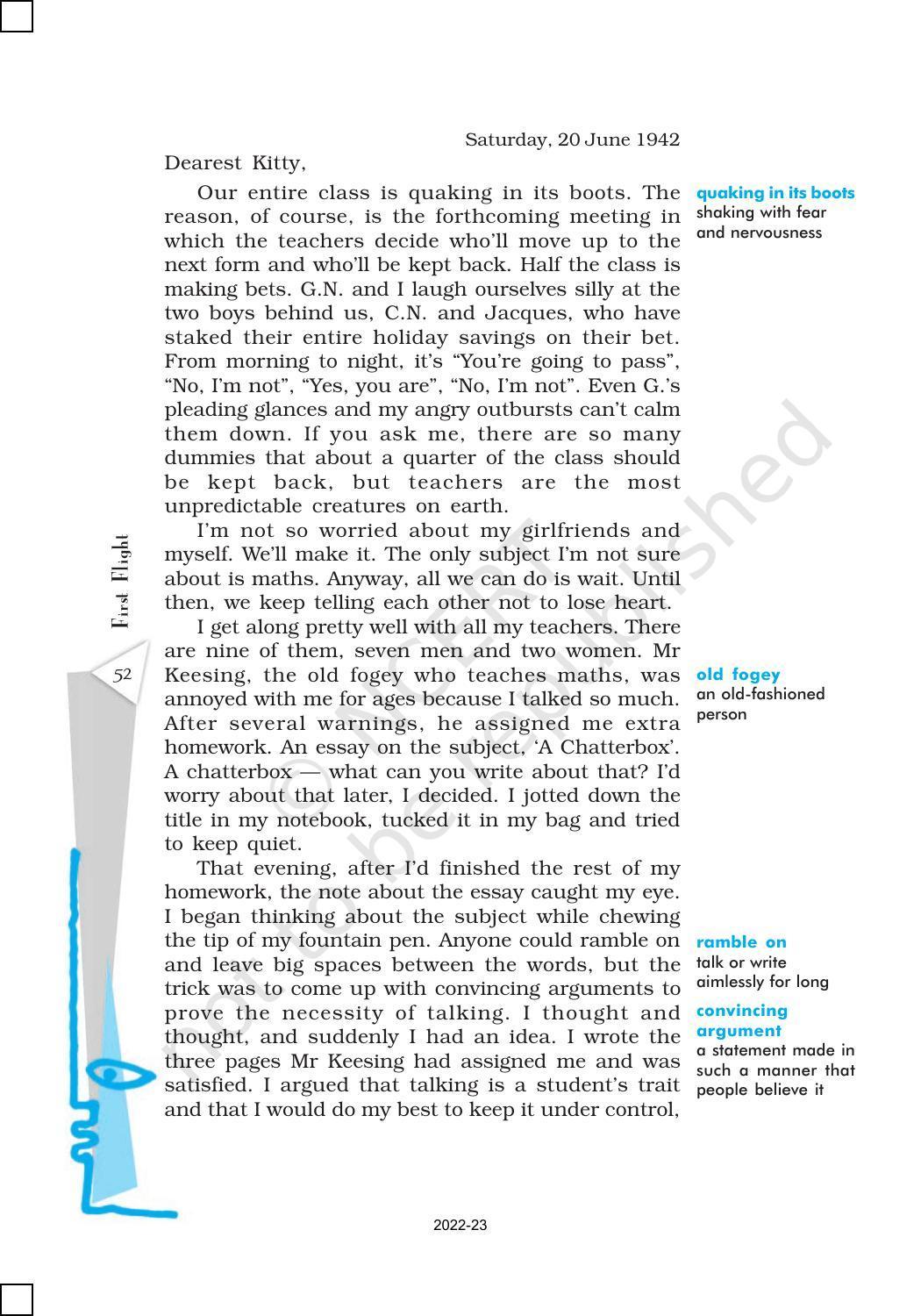 NCERT Book for Class 10 English (First Flight) Chapter 4 From the Diary of Anne Frank - Page 5