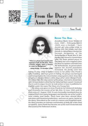 NCERT Book for Class 10 English (First Flight) Chapter 4 From the Diary of Anne Frank