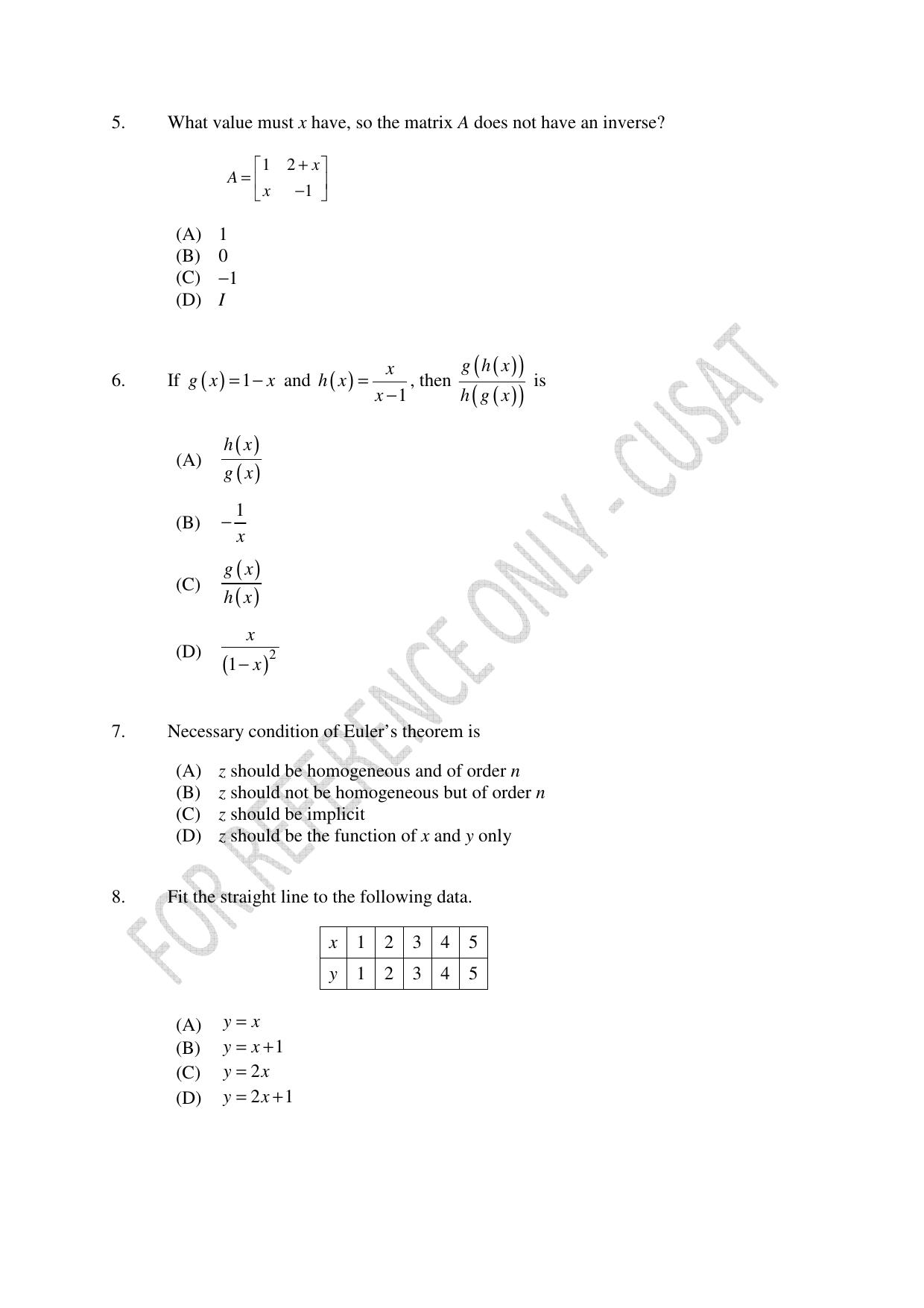 CUSAT CAT 2023 MCA Question Paper - Page 2