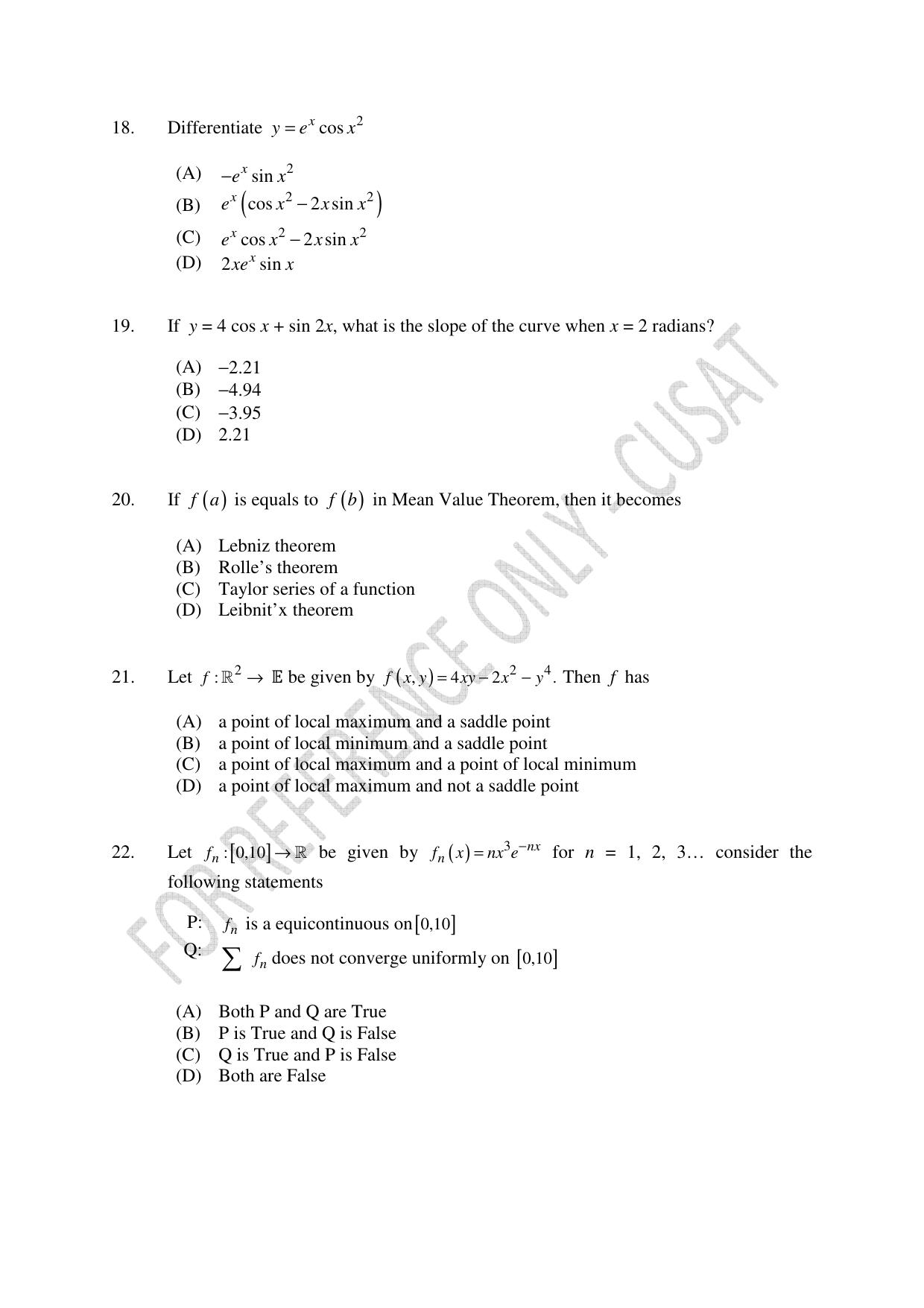 CUSAT CAT 2023 MCA Question Paper - Page 5
