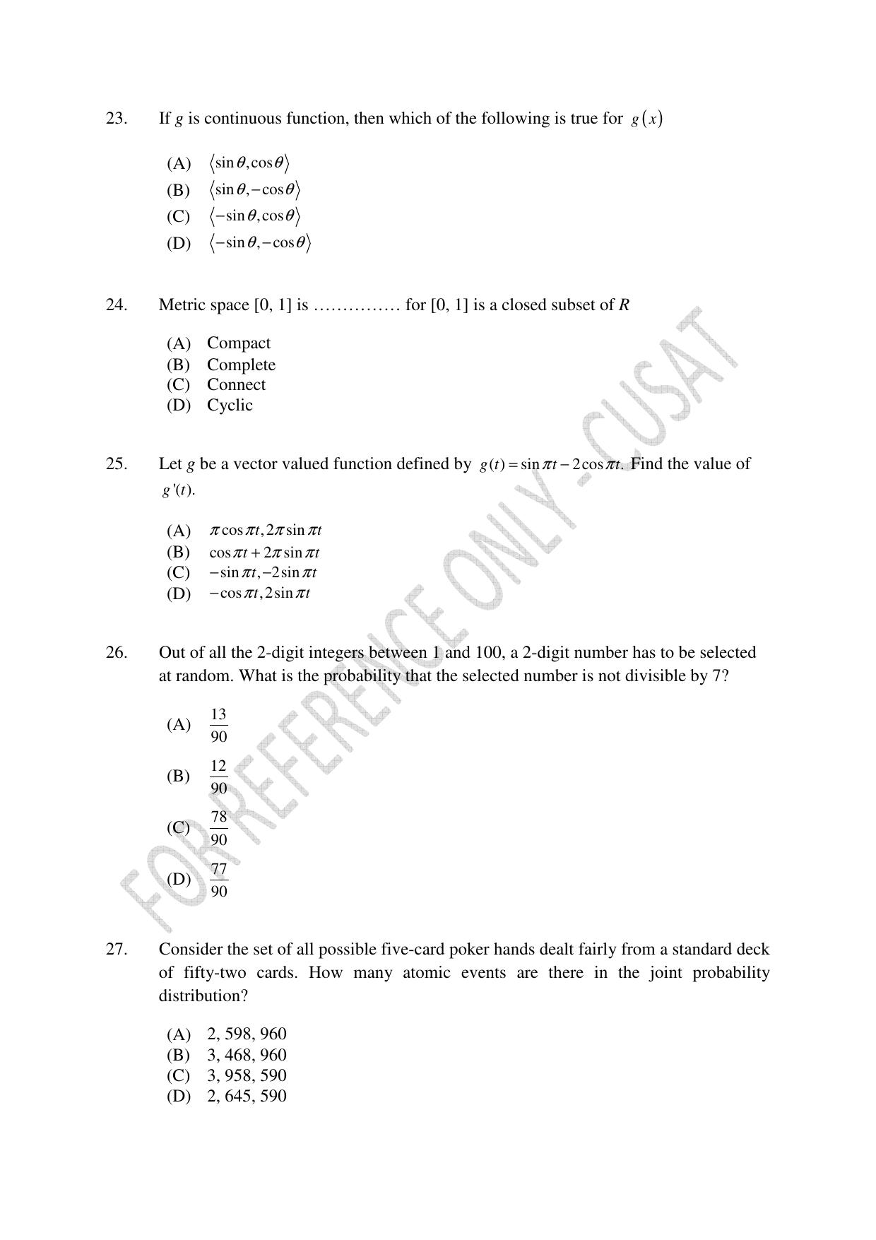 CUSAT CAT 2023 MCA Question Paper - Page 6