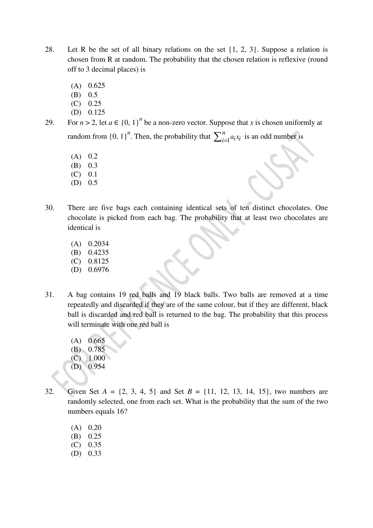 CUSAT CAT 2023 MCA Question Paper - Page 7