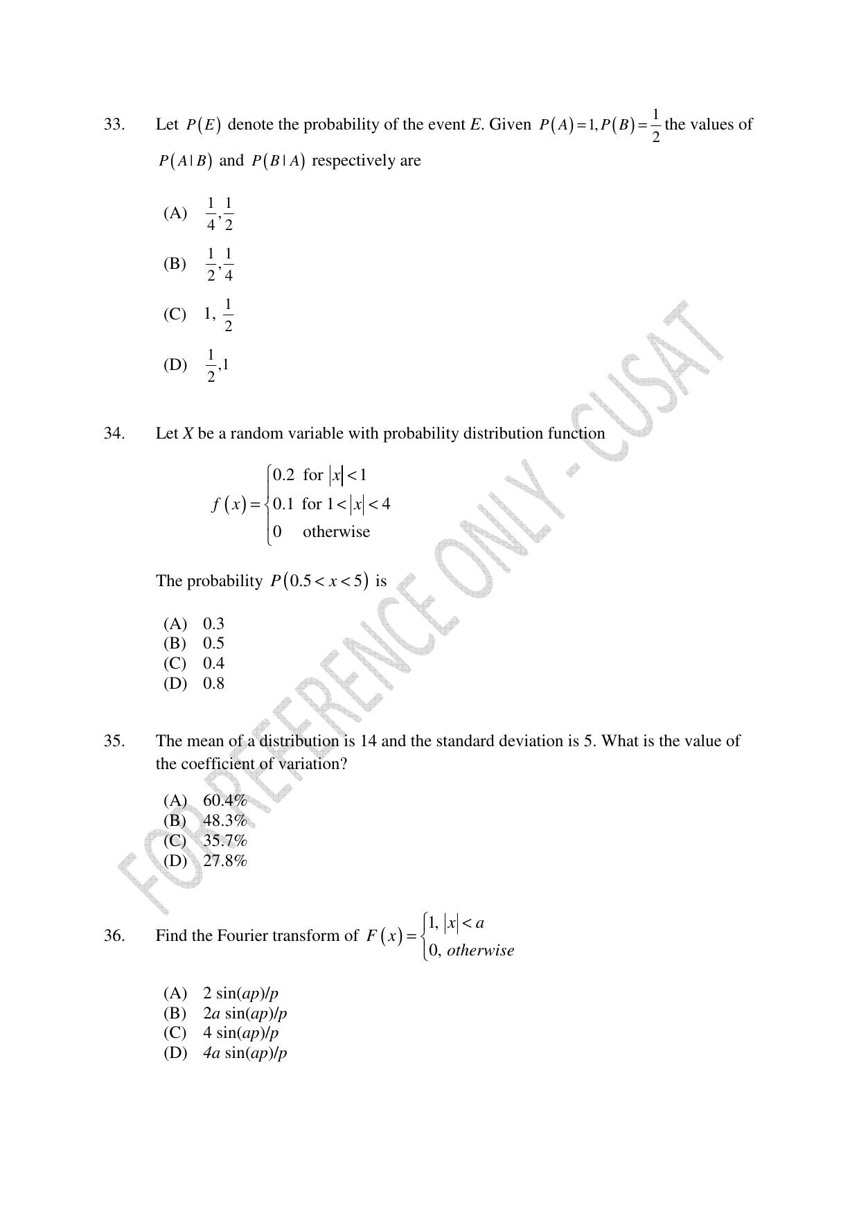 CUSAT CAT 2023 MCA Question Paper - Page 8