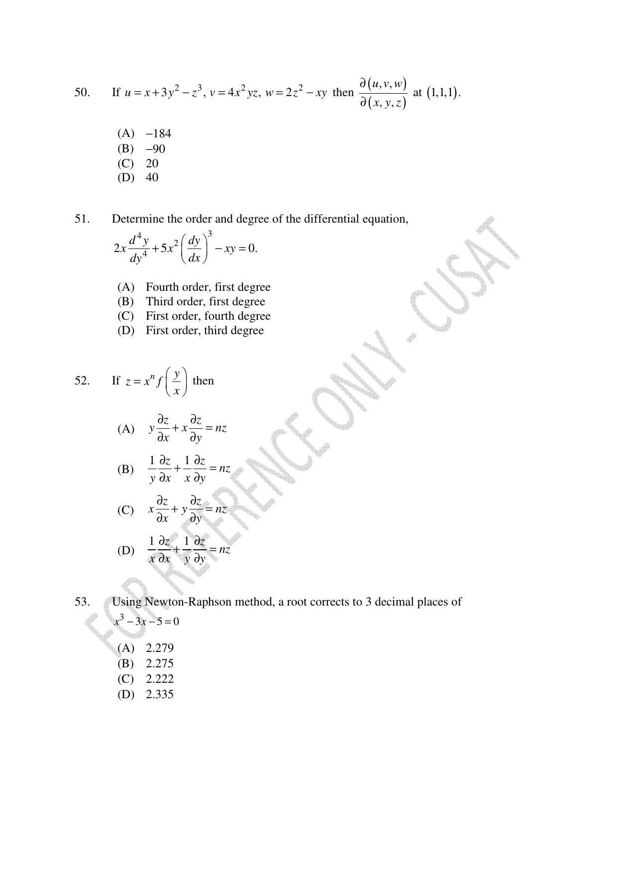 CUSAT CAT 2023 MCA Question Paper - Page 12