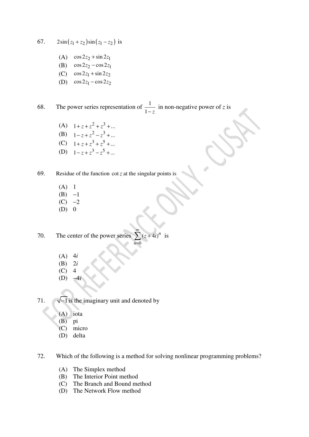CUSAT CAT 2023 MCA Question Paper - Page 16