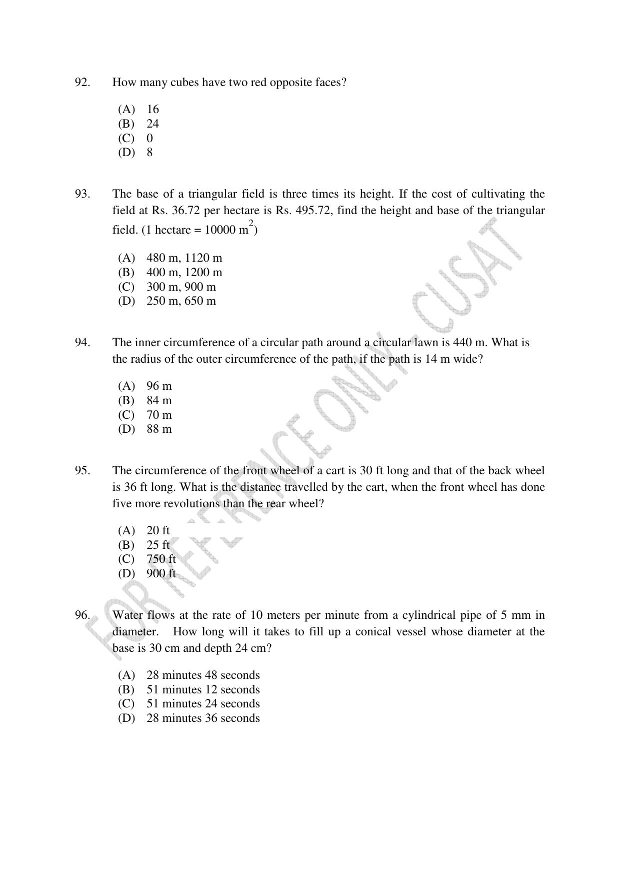 CUSAT CAT 2023 MCA Question Paper - Page 22