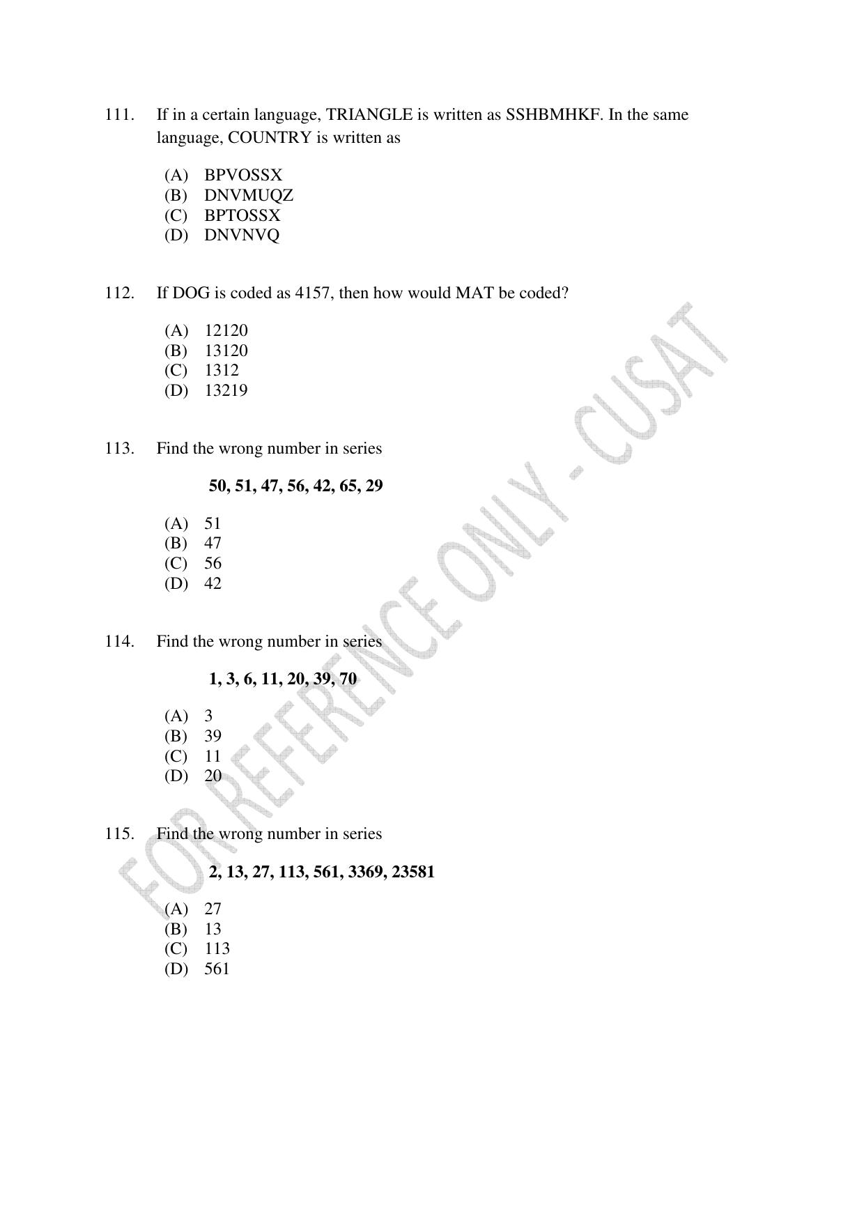 CUSAT CAT 2023 MCA Question Paper - Page 26