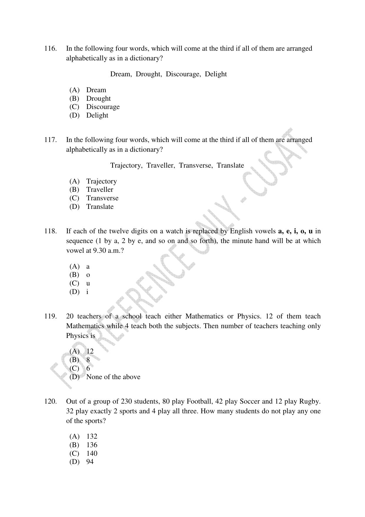 CUSAT CAT 2023 MCA Question Paper - Page 27
