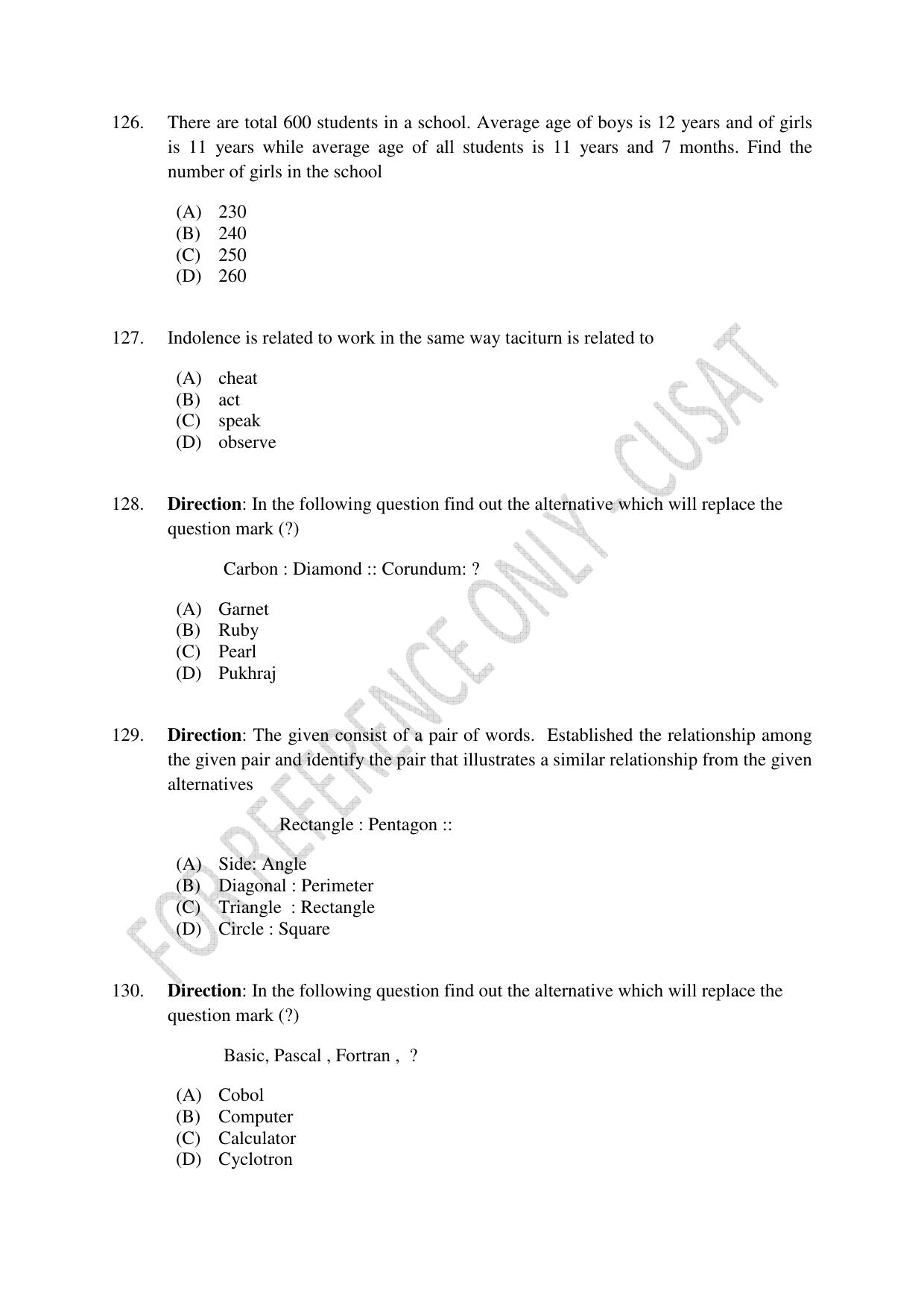 CUSAT CAT 2023 MCA Question Paper - Page 29