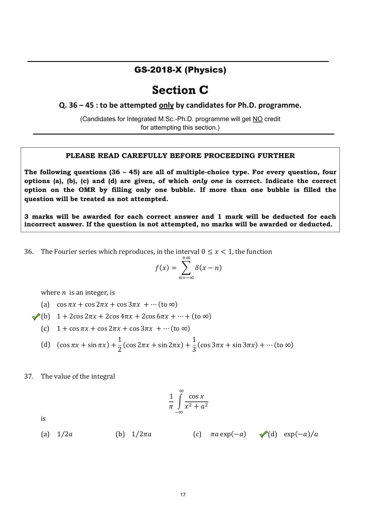 TIFR GS 2018 Physics Question Paper - Page 17