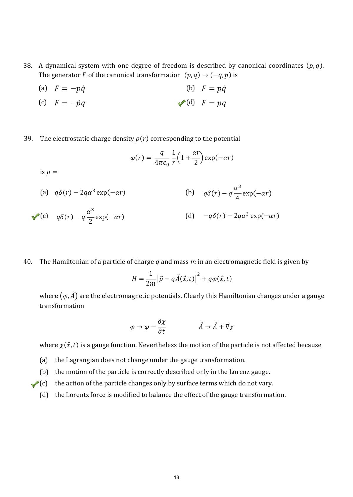 TIFR GS 2018 Physics Question Paper - Page 18