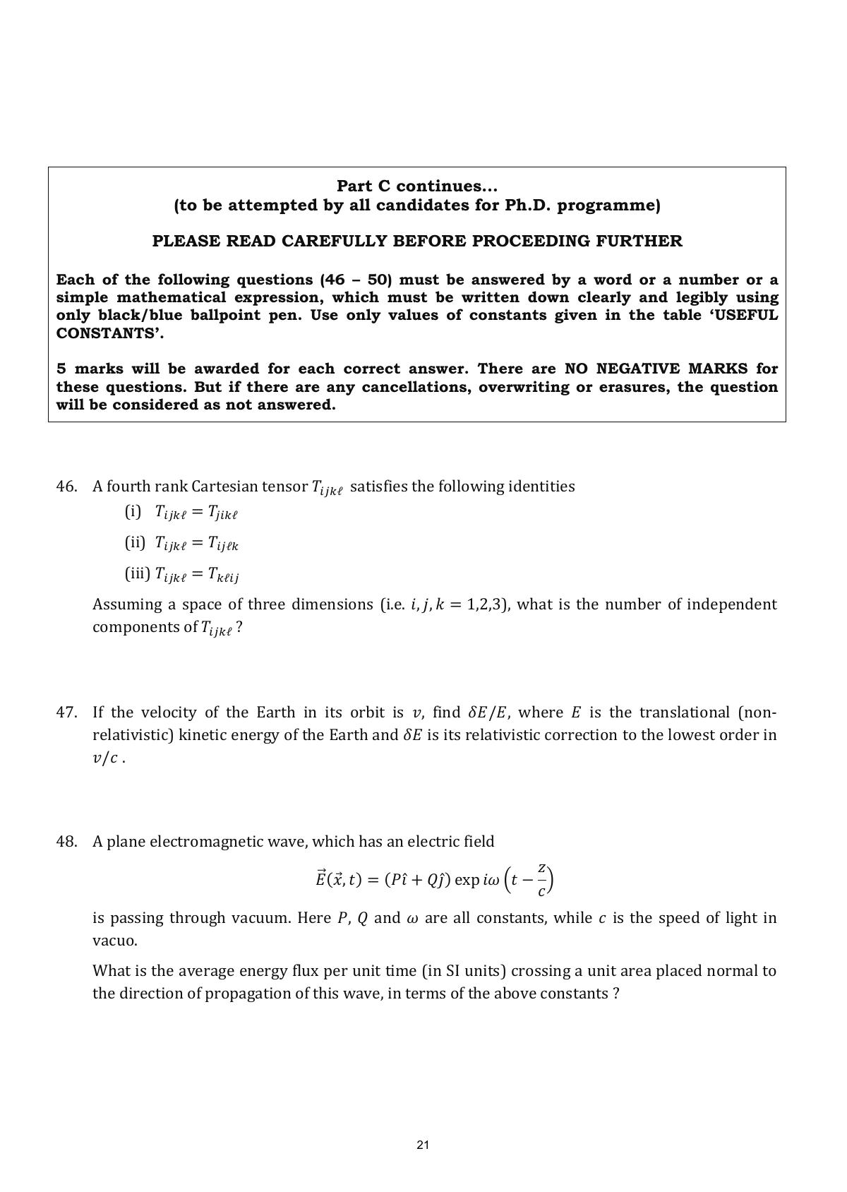 TIFR GS 2018 Physics Question Paper - Page 21