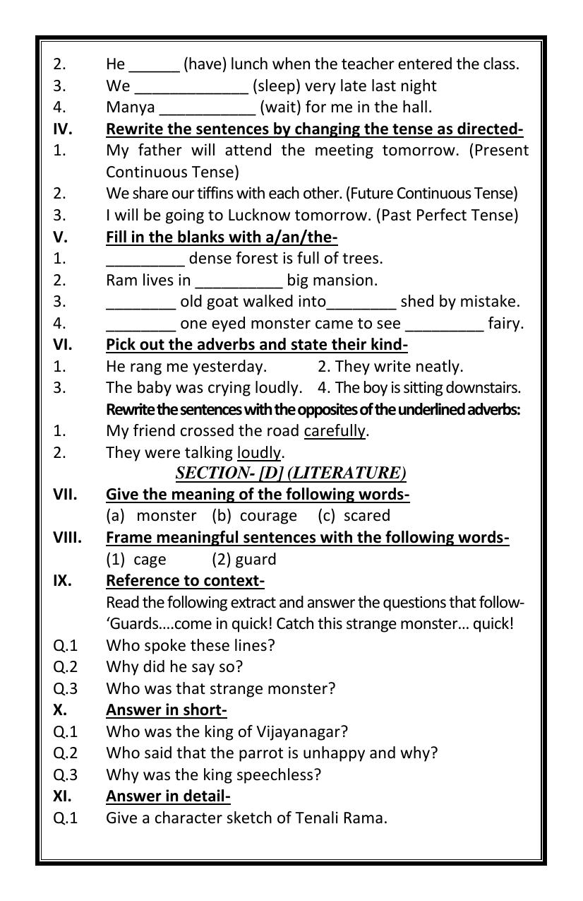 Worksheet for Class 4 English Assignment 69 Open Book - Page 2