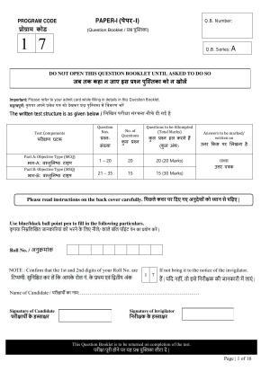 FTII JET Three Year Post Graduate Diploma in Direction & Screenplay Writing (Film Wing) Part I 2021 Question Paper