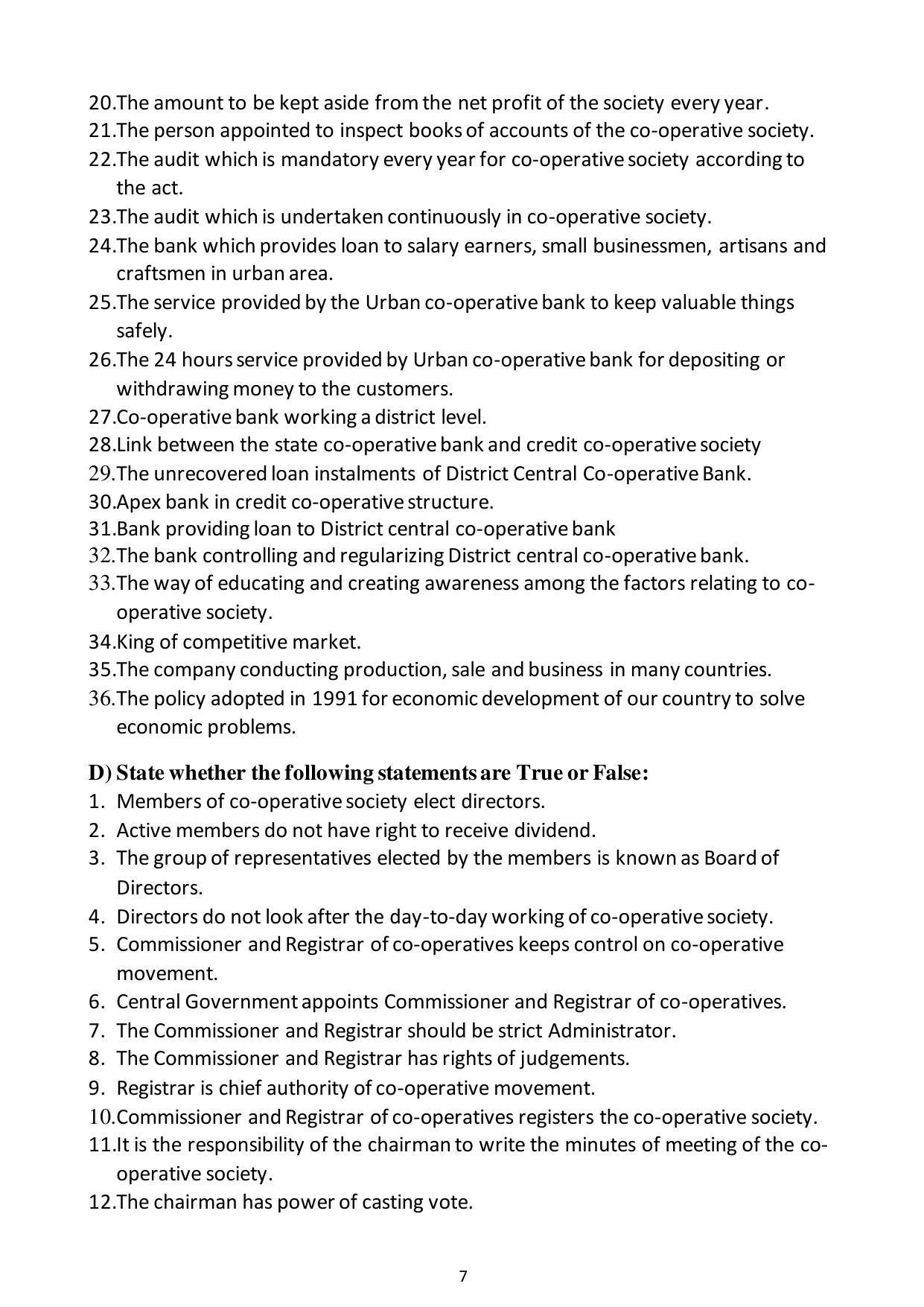 Maharashtra Board Class 12 Co-operation Sample Papers - Page 8