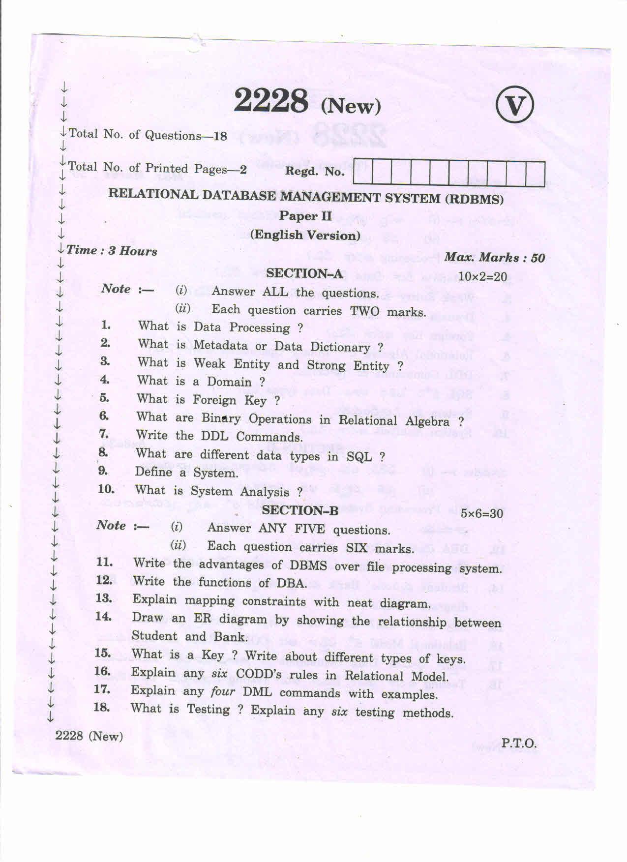 AP Inter 2nd Year Vocational Question Paper March - 2020 - Reservoir Fisheries and Post Harvest Technology-II(old) - Page 1
