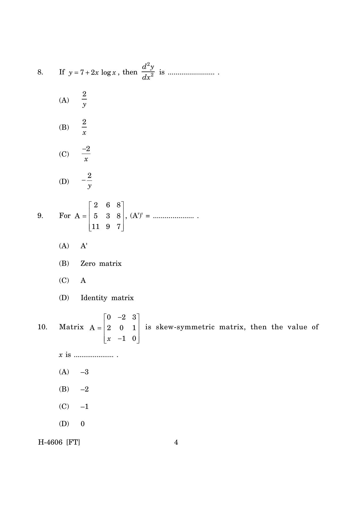 Goa Board Class 12 Mathematics & Statistics (November 2022) Question Paper - Page 4