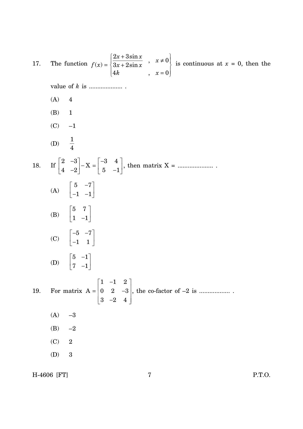 Goa Board Class 12 Mathematics & Statistics (November 2022) Question Paper - Page 7