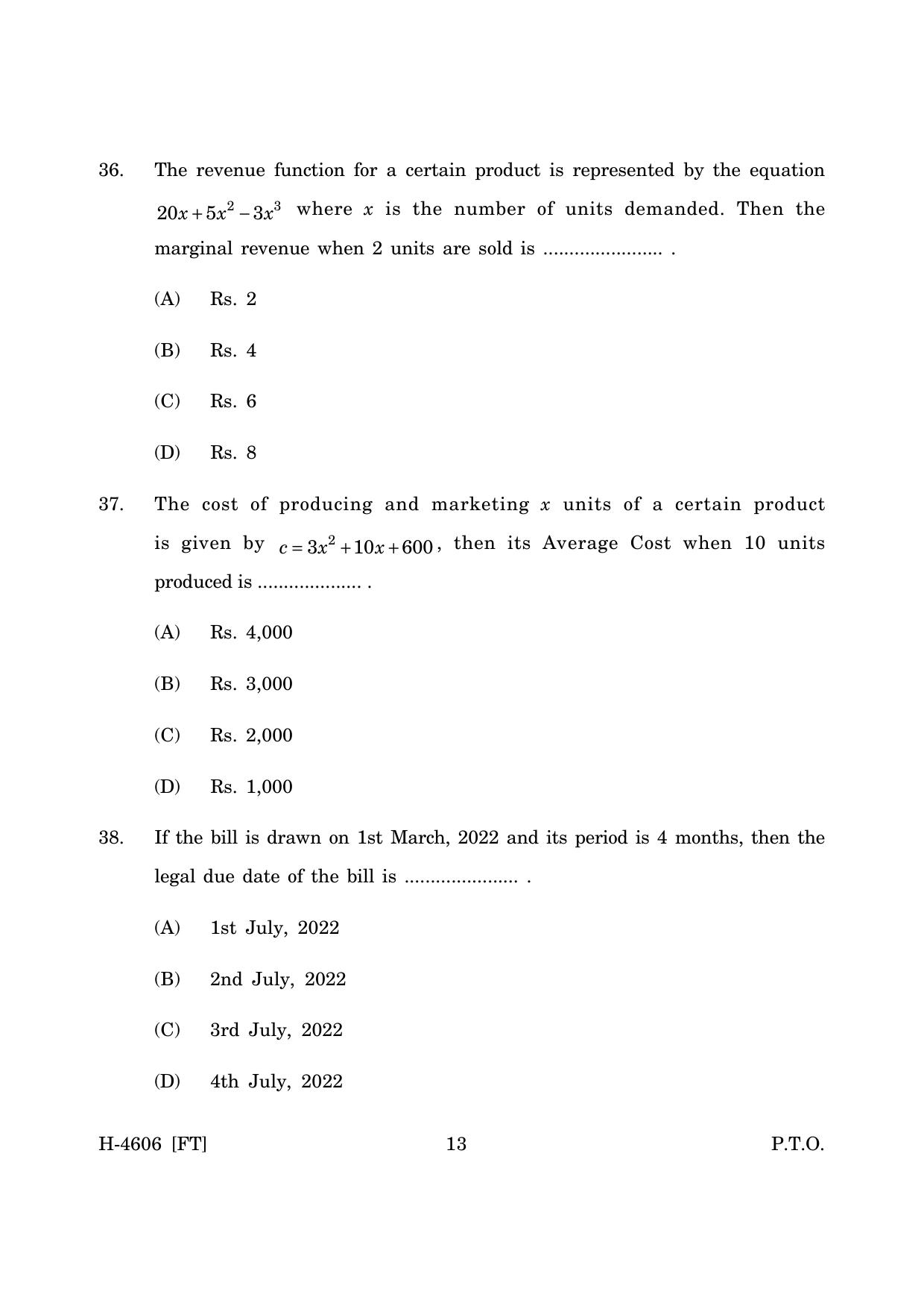 Goa Board Class 12 Mathematics & Statistics (November 2022) Question Paper - Page 13