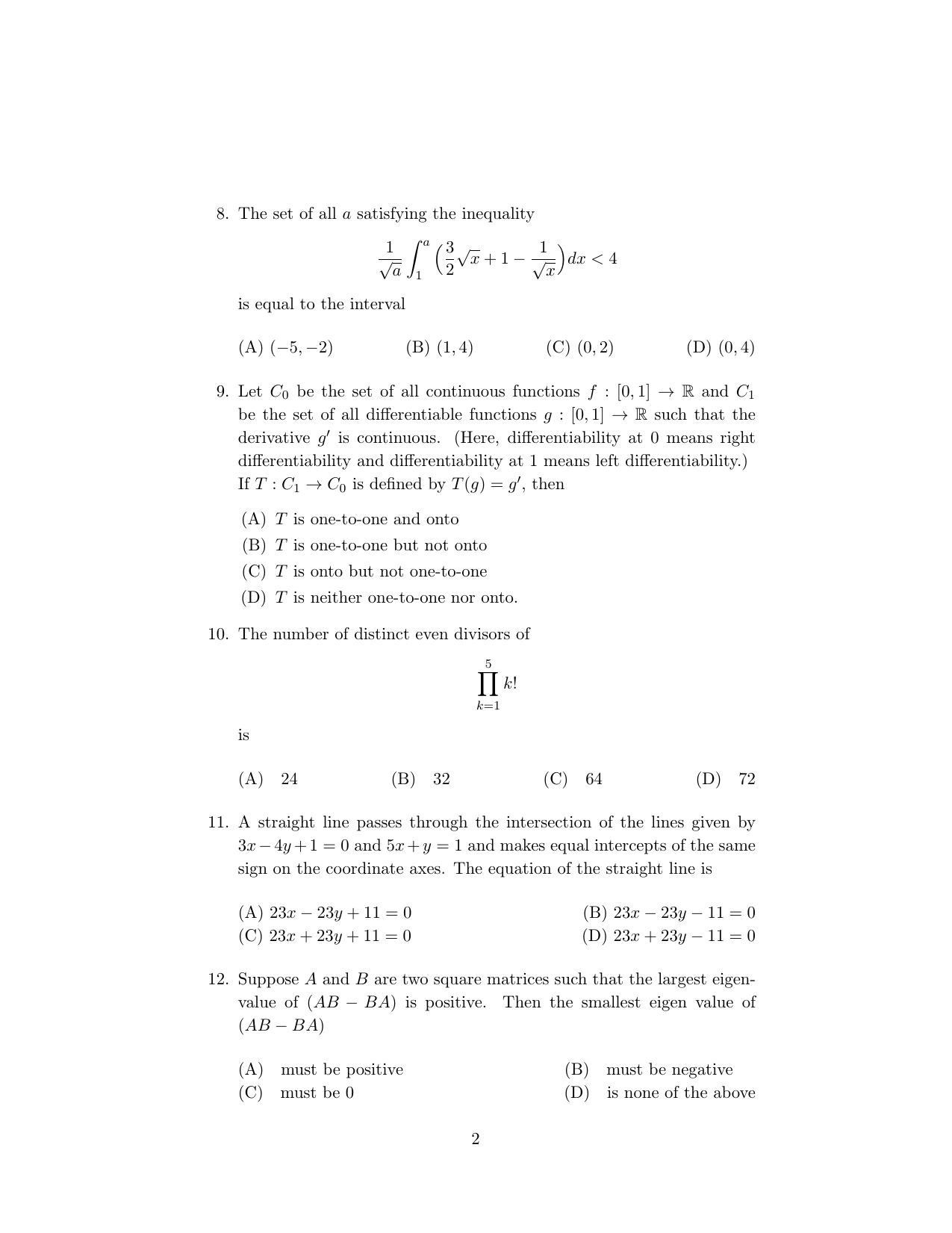 ISI Admission Test M.Tech (CrS) PCA 2023 Sample Paper - Page 2