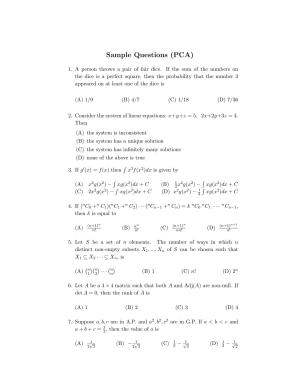 ISI Admission Test M.Tech (CrS) PCA 2023 Sample Paper