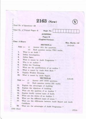 AP Inter 2nd Year Vocational Question Paper March - 2020 - Auditing - II (new)