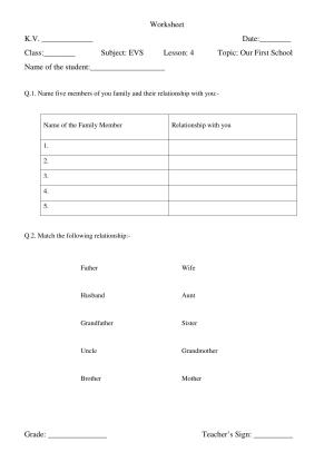 Worksheet for Class 3 EVS Assignment 85 Our First School