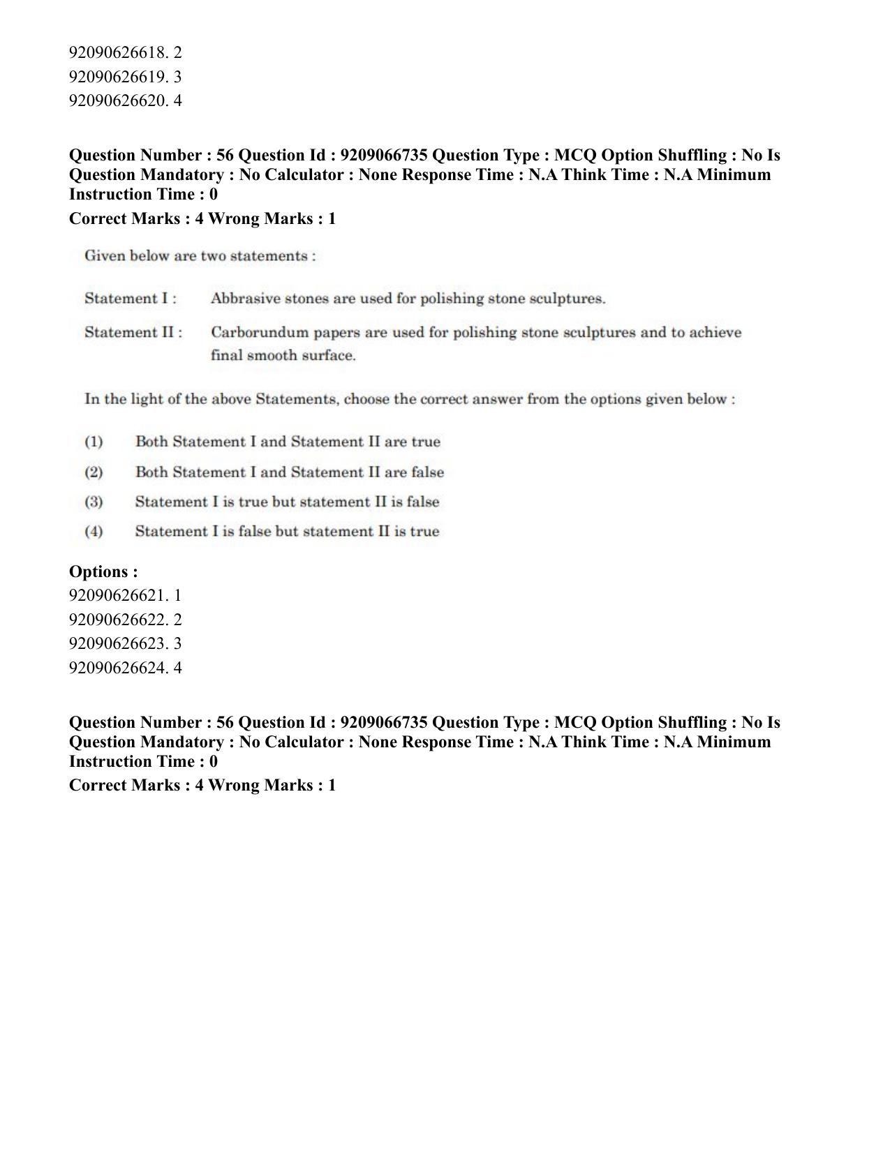 CUET PG 2023: HUQP17 – Plastic Arts (Eng.)-shift 1 (08-06-2023) Question Paper - Page 59
