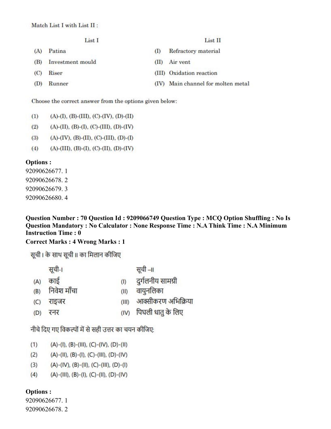CUET PG 2023: HUQP17 – Plastic Arts (Eng.)-shift 1 (08-06-2023) Question Paper - Page 75