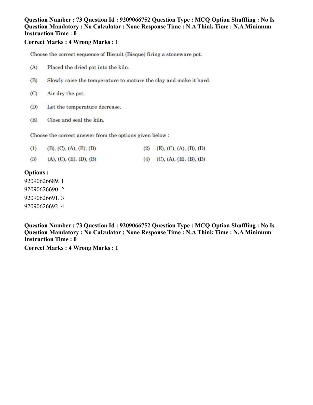 CUET PG 2023: HUQP17 – Plastic Arts (Eng.)-shift 1 (08-06-2023) Question Paper - Page 78