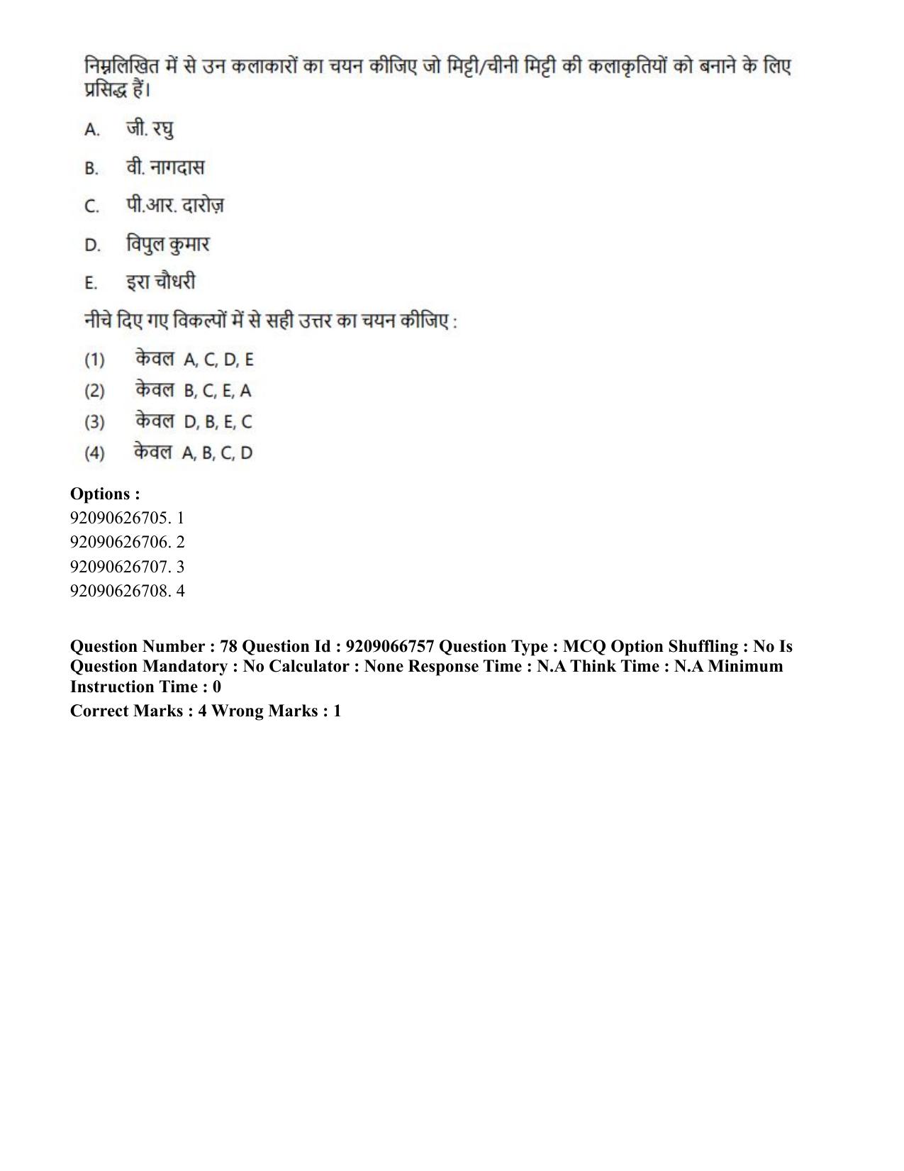 CUET PG 2023: HUQP17 – Plastic Arts (Eng.)-shift 1 (08-06-2023) Question Paper - Page 83
