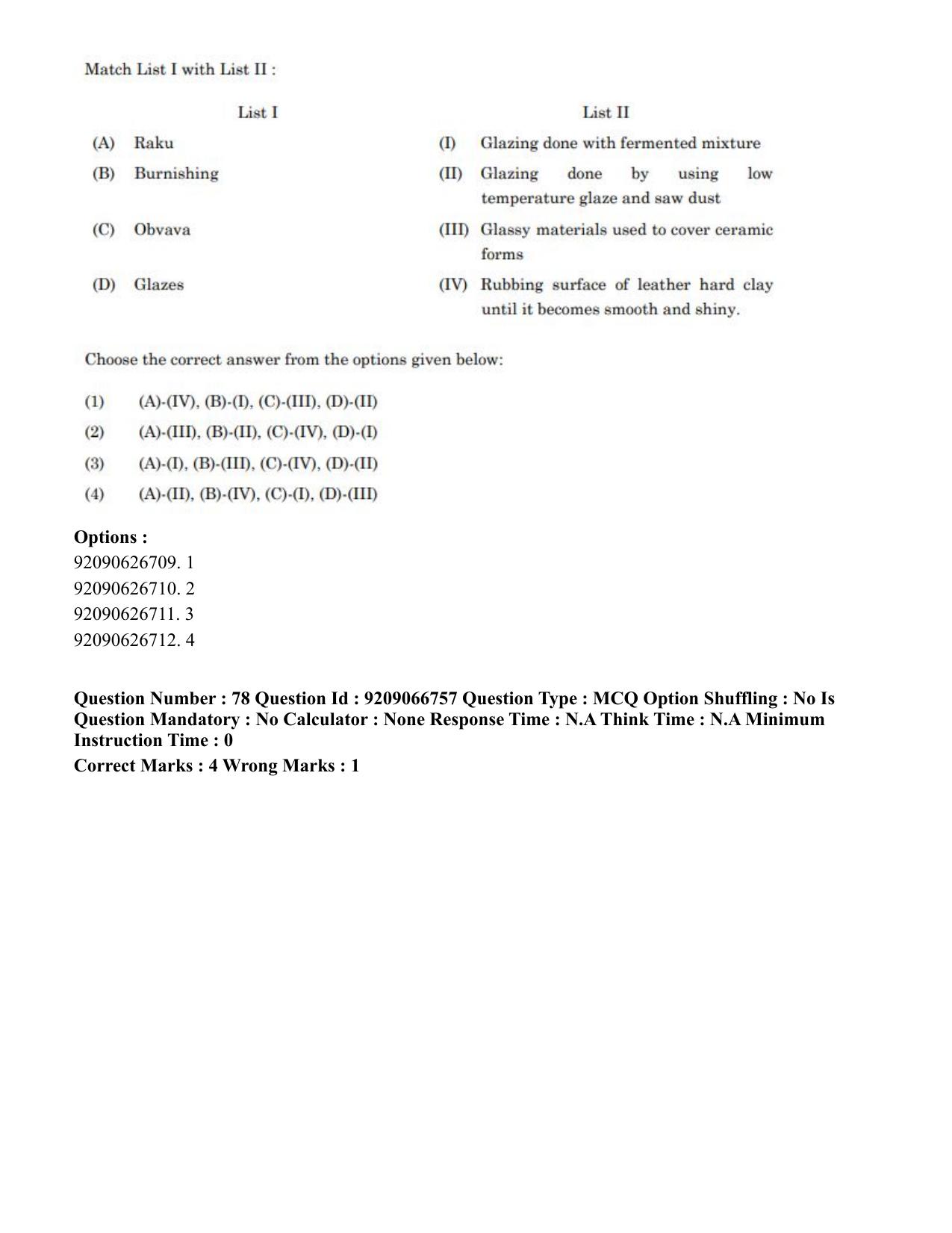 CUET PG 2023: HUQP17 – Plastic Arts (Eng.)-shift 1 (08-06-2023) Question Paper - Page 84