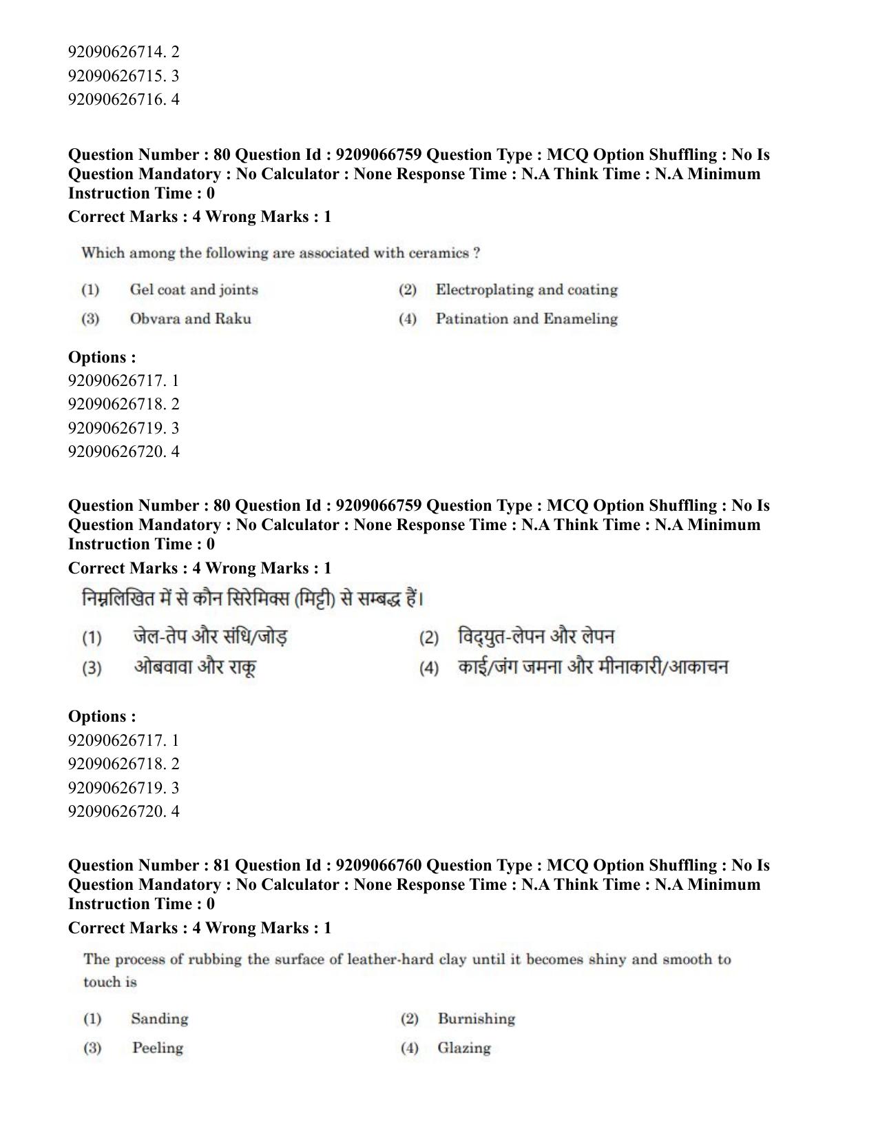 CUET PG 2023: HUQP17 – Plastic Arts (Eng.)-shift 1 (08-06-2023) Question Paper - Page 87