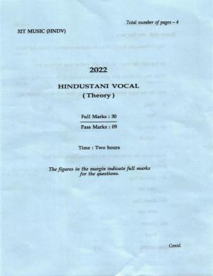 AHSEC Class 12 Hindustani Vocal Question Papers 2022