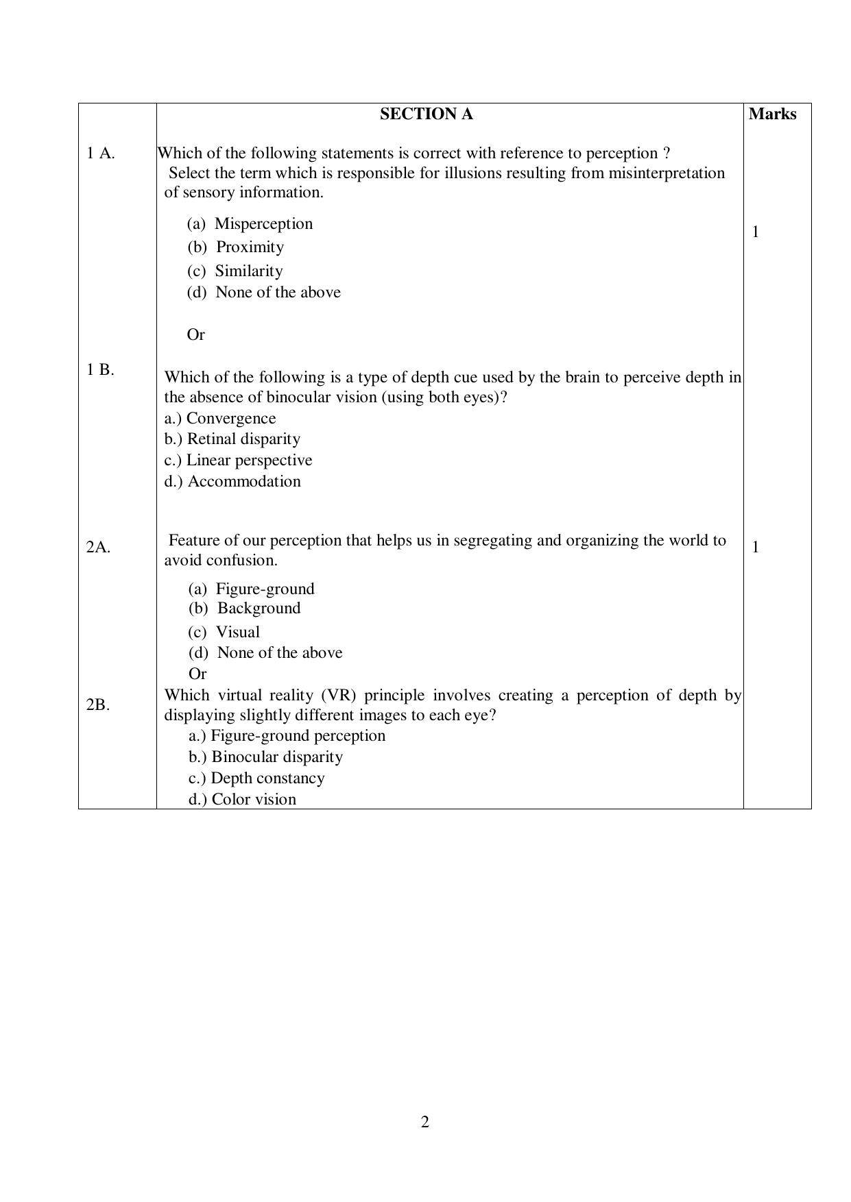 NIOS Class 12 Psychology (Old) Sample Paper - Page 2