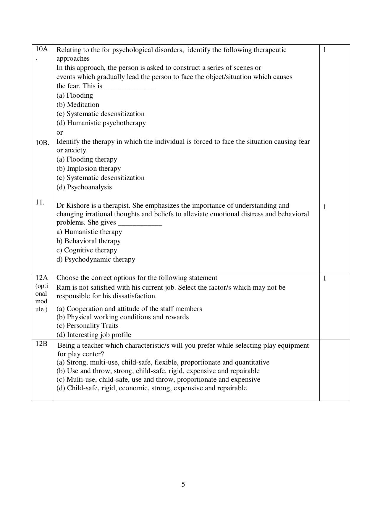 NIOS Class 12 Psychology (Old) Sample Paper - Page 5