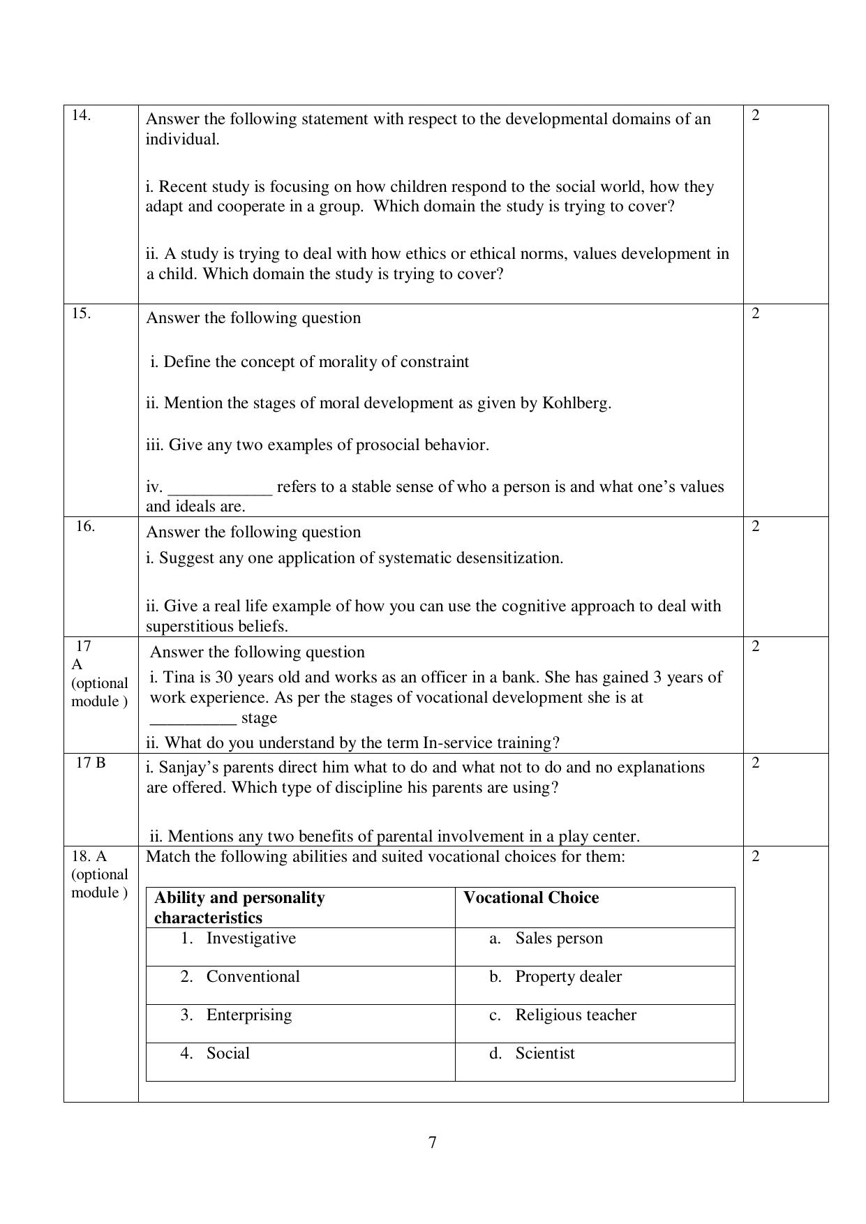 NIOS Class 12 Psychology (Old) Sample Paper - Page 7